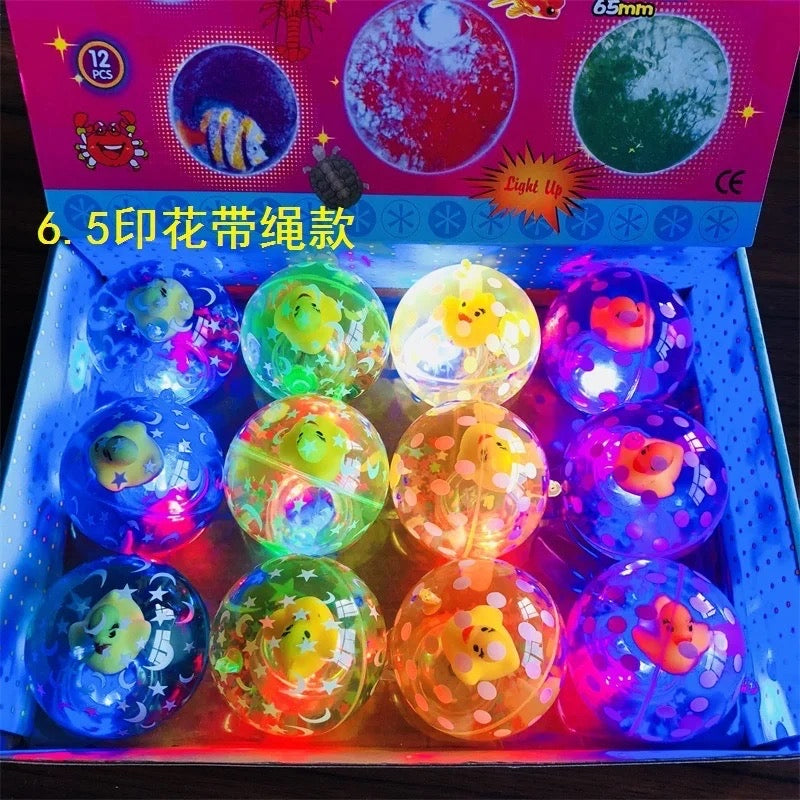 Kids Flash Crystal Ball Light Elastic Ball Colorful Jump Ball Flash