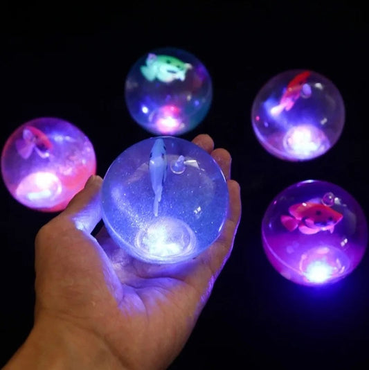 Kids Flash Crystal Ball Light Elastic Ball Colorful Jump Ball Flash