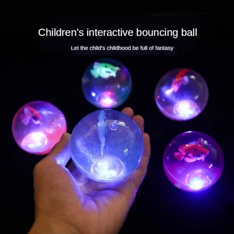 Kids Flash Crystal Ball Light Elastic Ball Colorful Jump Ball Flash